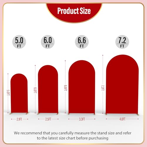 LEBENGURU 6FT Arch Backdrop Cover, Red Spandex Fitted for Round Top by LEBENGURU - Used condition - Image 6
