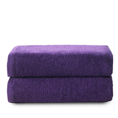 Top Towel - Plus - Lot de 2 Serviettes de Bain ou de Douche - Serviettes de Bain - 100% Coton - 500 g/m2 - Dimensions 70x140 cm - Violet