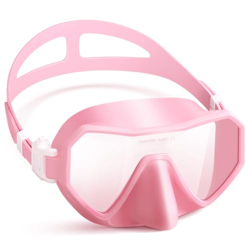 KOMETRA Pink Swim Goggles with Nose Cover for Adults Wide View Diving Mask for Men Women Youth Leak-Proof Swimming Goggles