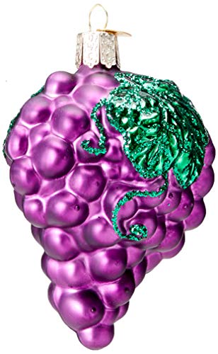 Old World Christmas Ornaments: Purple Grapes Glass Blown Ornaments for Christmas Tree (28004)