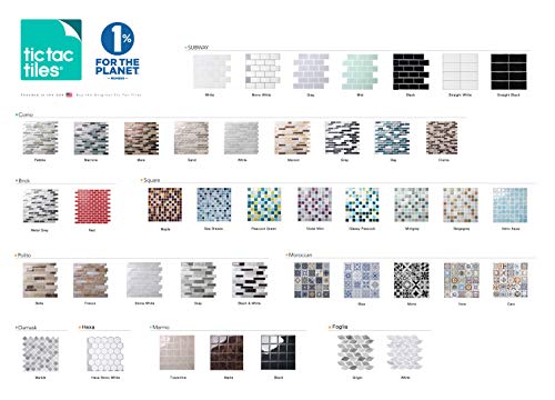 Tic Tac Tiles 10-Sheet Peel and Stick Self Adhesive Removable Stick On Kitchen Backsplash Bathroom 3D Wall Sticker Wallpaper Tiles in Marmo Travertine