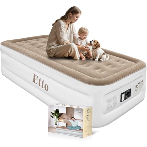 Twin Air Mattress with Built-in Pump, 18 Inch High Inflatable Bed for Camping, Guests & Home – Raised Blow Up Mattress with Storage Bag, Quick Inflation & Deflation, Extra Thick & Waterproof