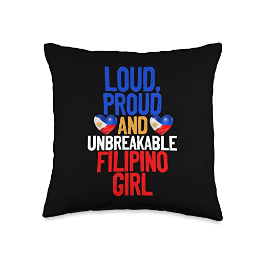 Loud Proud Unbreakable Filipino Girl | Philippines Pinoy Throw Pillow