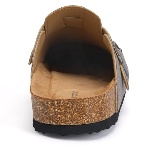 Image of Torotto Womens Clogs Cork Footbed Suede Slippers Arch Support Potato Shoes with Adjustable Buckle