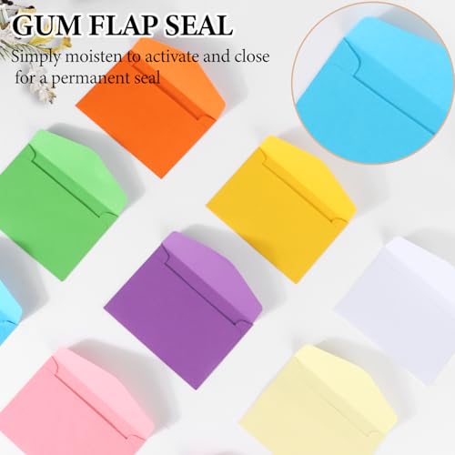 100 Stück Bunte Mini Umschläge, DIY Kleine Briefumschläge 11,5 x 8,2 cm Ideal für Geschenkkarten, Hochzeiten, Geburtstage und als Party Supplies, Perfekt für Geschenkidee, Basteln (10 Farben)