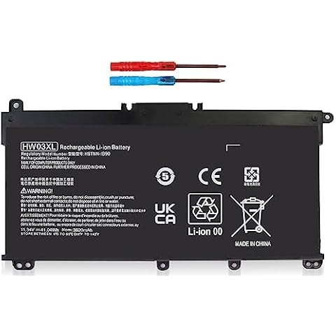 DMKAOLLK 41.04Wh HW03XL L97300-005 Battery Replacement for HP Pavilion 15-EG 15-EH 17-CN 17-CP 15-eg0073cl 15-eg0070wm 15-eh0050wm 17-cn0xxx 17-cn0023dx 17-cn0053cl L96887-421 HWO3XL HW03041XL 11.34V Cover