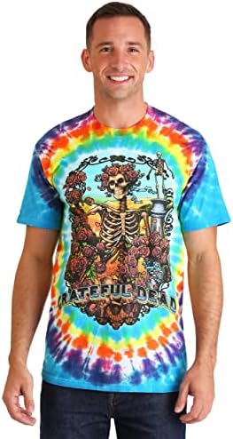 Liquid Blue mens Grateful Dead Rainbow Bertha Tie Dye Short Sleeve T-shirt T Shirt, Multi Tie Dye, X-Large US