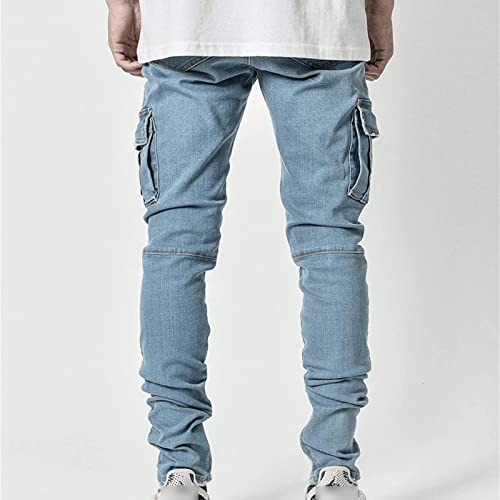 Men's Side Pocket Workwear Jeans Men Slim Fit Stretch Ripped Skinny Jeans Fashion Straight Comfort Casual Pants3