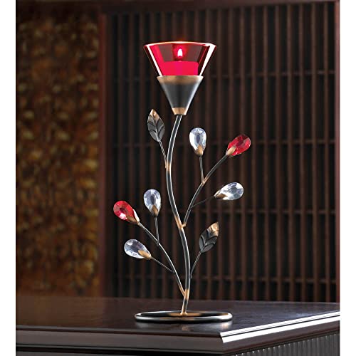 Accent Plus Candle Holder Christmas Decorations Indoor Outdoor Home Decor Valentine’s Day Ruby Blossom Tabletop Christmas Candle Holder Wedding Centerpiece Tealight Candle, 6 X 4 X 11.25 Inches #TOP15