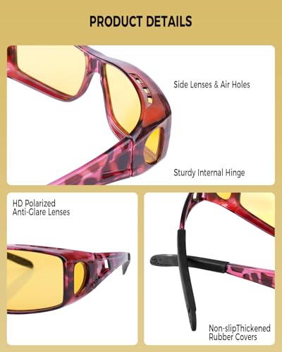 Image of Night Driving Glasses for Men Women Fit Over Sunglasses Anti Glare Polarized HD Night Vision Glasses