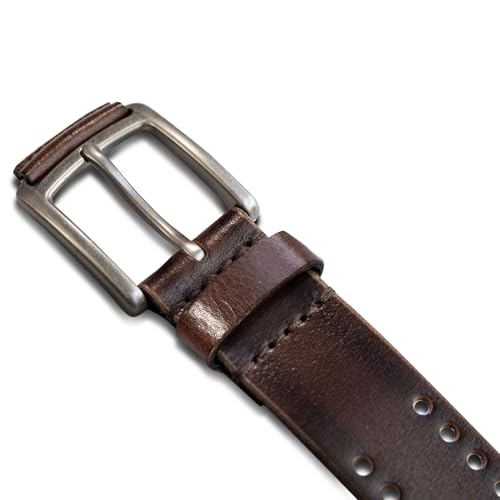Image of Lucky Brand Men's Genuine Leather Belt | Classic | Casual | Everyday | Western | American Heritage | Metal Buckle