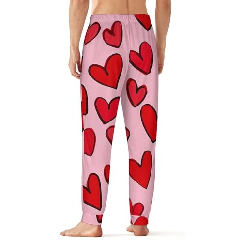 Valentine's Day Love Hearts Pattern Men's Pajama Pants Sleepwear PJ Bottoms Lounge Sleep Pant Nightwear2