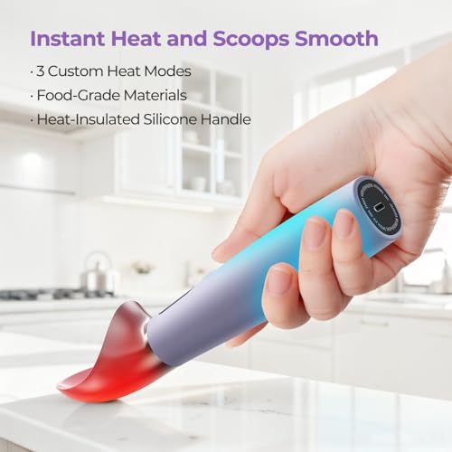 Heated Ice Cream Scoop Rechargeable, 3-Speed Electric Warming Ice Cream Scooper with LED Display, Heats to 160°F for Hard Ice Cream and More, Easy for Seniors & Kids, IP67 Waterproof, Easy to Clean by OddPaddle - Used condition - Image 2