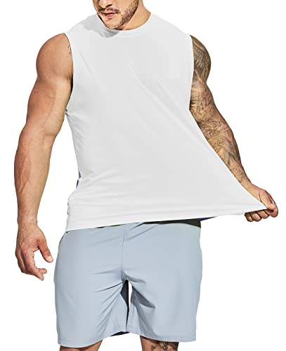 MIER 3 Pack Men's Workout Tank Tops UPF 50+ Swim Shirts Quick Dry Running Sleeveless UV Protection Muscle Tees4