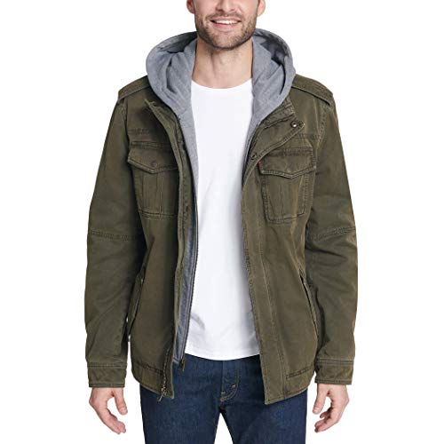 Image of Levi's Men's Washed Cotton Hooded Military Jacket (Regular & Big & Tall Sizes)