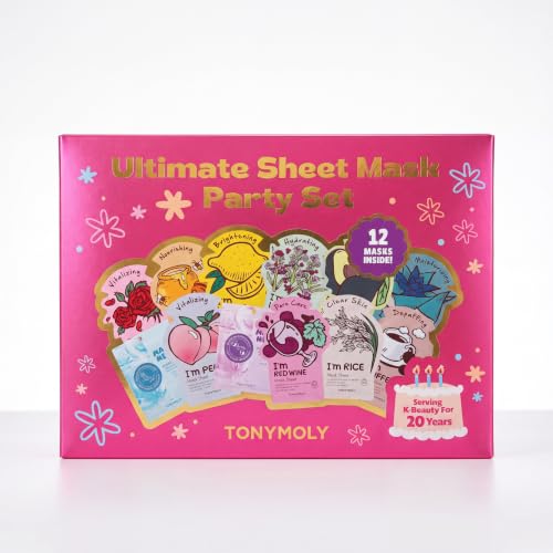 TONYMOLY 20th Anniversary Sheet Mask Set - 12 Korean Face Masks Eye & Neck