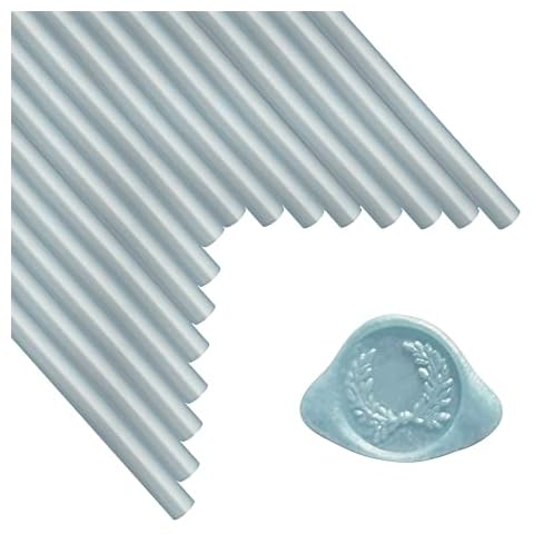 Wax Seal Sticks, ANBOSE 16 Pieces Glue Gun Sealing Wax Sticks for Wax Seal Stamp, Light Blue Wax Seal Stick for 0.44 Inch Glue Gun, for Wedding Invitations, Cards, Envelopes Cover
