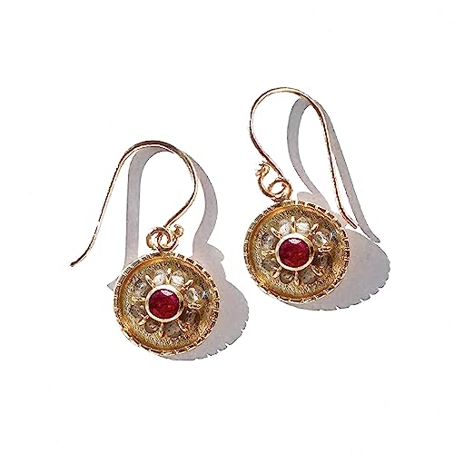 Joyfulmuze Genuine Ruby Dangle Drop Earrings, Handmade