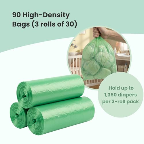 Image of iTouchless Universal Diaper Pail & Trash Can Refill Bags (90 Count) - Heavy Duty & Tear-Resistant Nursery Liners - Fits Most Systems & Small Bins - 3 Pack - Stop Expensive Refills - Odor-Lock Strength
