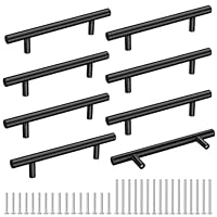 Cheukka 8 Stück Möbelgriffe Edelstahl,128mm lochabstand Küchengriffe,Schwarz Schrankgriffe Edelstahl,Türgriffe,Schubladengriffe,Kleiderschrank Griffe,Küche Griffe Schwarz
