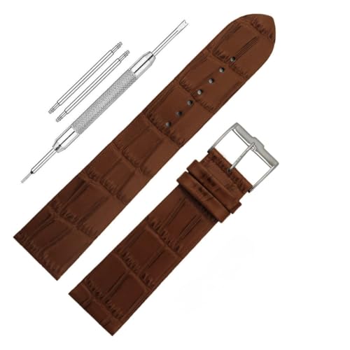 Image of ADAMO 22mm Croco Design Genuine Leather Watch Strap for Men & Boys | Ultra Slim 3mm Thickness Compatible with Tita-n Edge & Similar Watches | Formal & Casual Wear | Silver Buckle | Strap Only
