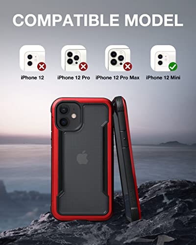 Image of X-Doria Raptic iPhone 12 Mini Case, Shield (Anodized Aluminum, TPU & Polycarbonate) Protection Case /Cover Designed for iPhone 12 Mini 5G (5.4-inch) (2020) (Military Drop Tested) - Red