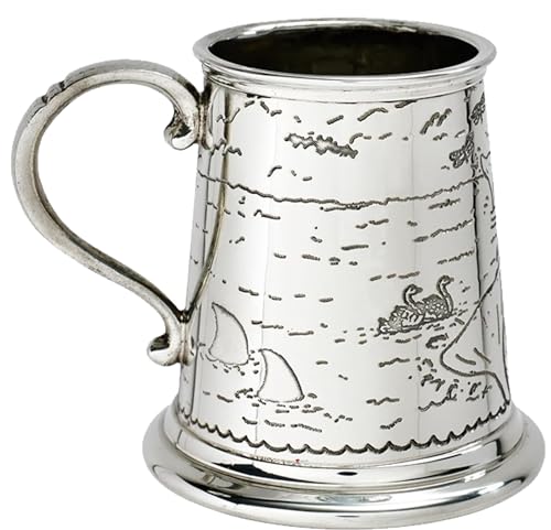 Gobelet de baptême bébé étain quart de pinte avec décors animaux