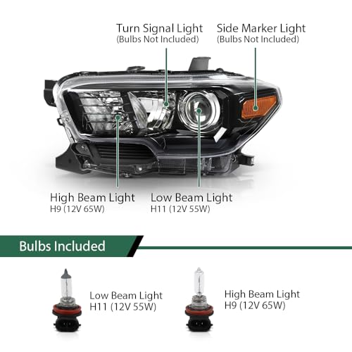 Image of GRAND ORANGE Projector Headlights Assembly Front Headlamp Fit Toyota Tacoma 2016-2022 Model w /o Factory LED DRL 8115004250, 8111004250, 8115004260, 8111004260