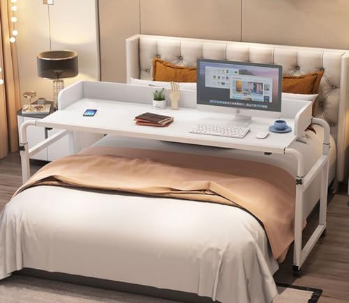 Table de lit pivotante à roulettes extensible pour grand lit double et Queen Size