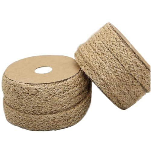 cordel, cuerda, Cordones de cáñamo de 10 m, cinta de arpillera plana trenzada, 8 mm, 12 mm, 18 mm, cuerda de yute natural, correas, cintas for decoración de bodas, manualidades, cuerda de yute (color: