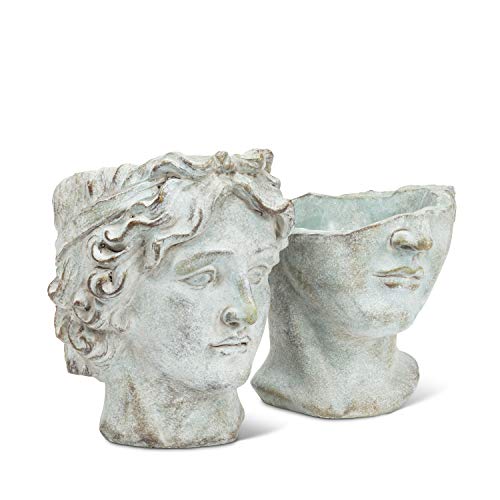 Image of Abbott Collection Athens Half Male Face Planter | Cement, Gray, 7 inchH