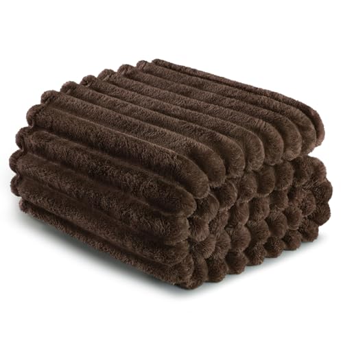 Exclusivo Mezcla Kuscheldecke Flauschig Fleecedecke Flanell Decke, Leichte und Warme Sofadecke Couchdecke für Ganzjahreszeit, 150 x 200 cm Braun