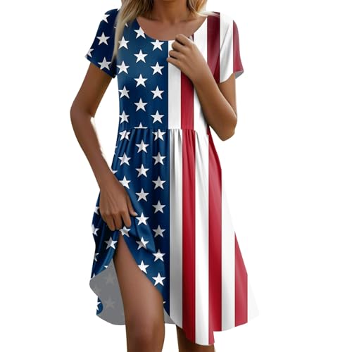 USA Dress Stars Stripe Fashion O Neck Lounge Festival Maternity Casual Short Sleeve Fourth of July Outfit Vestidos De Verano para Mujer 2025