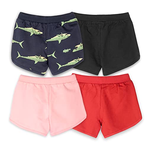 Image of Real Basics Premium Cotton Shorts for Girls - Regular Fit Printed Girl Shorts (Pack of 4)