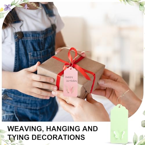 Tarjetas de papel rectangular con mariposa hueca y borde ondulado para recuerdos 100 piezas 4