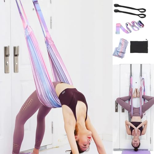 Yoga Stretch Rope & Assist Band with Rainbow Aerial Silk