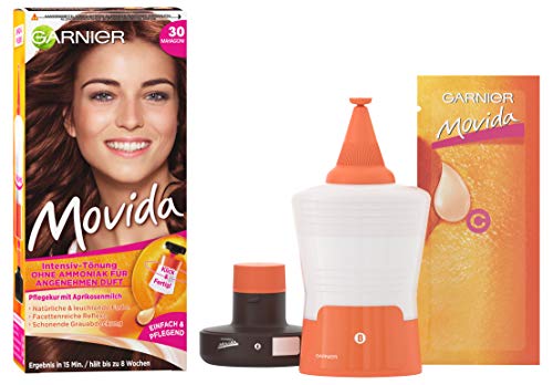 Foto von Garnier Tönung Movida, Intensiv-Tönung Haarfarbe 30 Mahagoni, 3er Pack Haarcoloration-Set