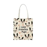 [Rainbow Nexus] フレンチブルドッグ トートバッグ おしゃれ エコバッグ 大容量 布バッグ 両面プリント 軽量 折りたたみ 肩掛け 通勤 通学 買い物バッグ 犬好き フレブル ピンク