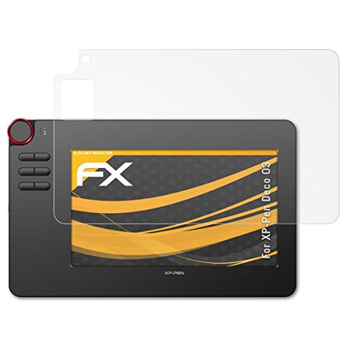 atFoliX Película Protectora Compatible con XP-Pen Deco 03 Lámina Protectora de Pantalla, antirreflejos y amortiguadores FX Protector Película (2X)