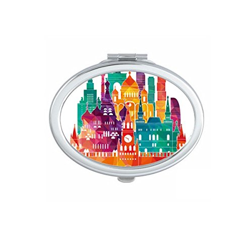 Miroir de poche de Moscou ovale au motif peinture de la cathédrale pour retouches