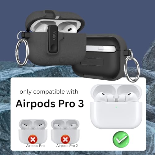 Image of Oboe Aegis Case 'Compatible with' Apple Airpods Pro 3 Case Full Protection Cover with Phone Stand, Magnetic Lock & Keyring (Stone Grey) [AIRPODS & Charging CASE NOT Included]
