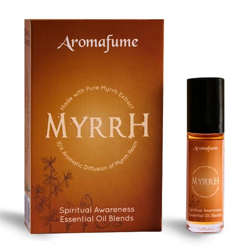 Myrrha Resin Essential Oil Roll-On Blend by Aromafume | 1 x 10ml / 1 x 0.33 Fl Oz | Made with Commiphora Myrrha, Native to East Africa | for Meditation, Spiritual Awakening, Prayer and Wellness