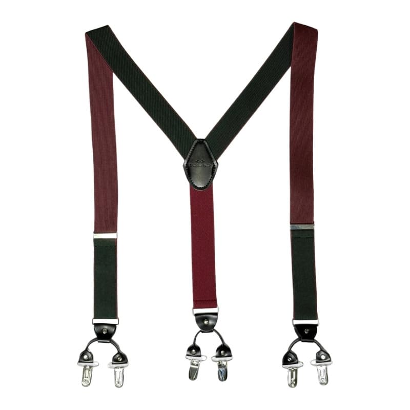 Image of The Tie Hub Suspenders for Men | Slim Clip-On Y-Back Elastic Braces | Adjustable 1.25 Inch | Formal Wedding Office