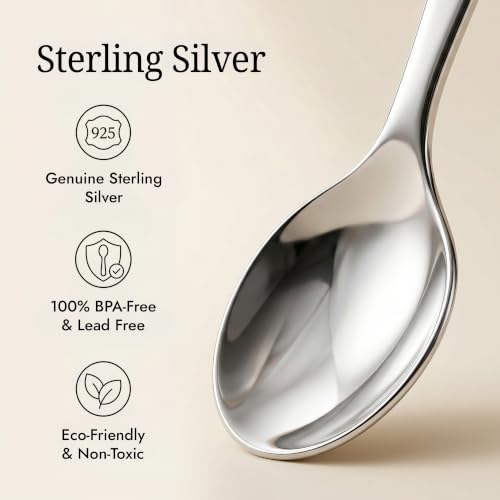 Image of Teddy Bear 925 Sterling Silver Baby Feeding Spoon