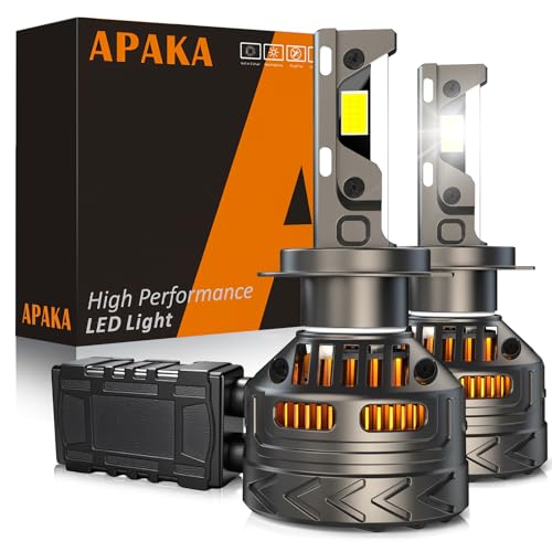 APAKA H7 LED Bombilla Canbus, 170W 32000LM Chip CPS 6000K Luces Blancas 500% Brillante, Luces de Lámpara LED H7, Kit de Conversión Faros Led para Auto, IP68, 2PCS
