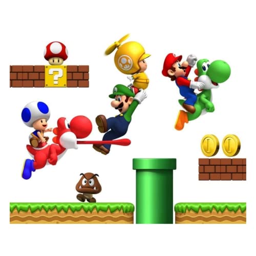 HNTR Mario - Pegatinas de pared, pegatinas de pared para dormitorios de niños, decoración de guardería, decoración de guardería Cover