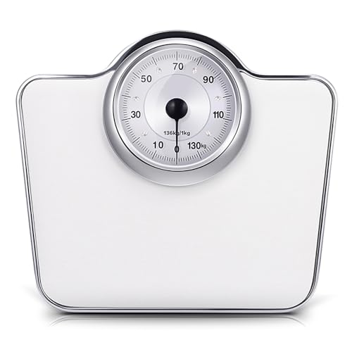 RTREADE Báscula mecánica de baño - Báscula de Fitness analógica - Mecanismo de Metal sólido - Escala de fácil Lectura - Fácil de Usar, sin Pilas, Calibrada con un pomo