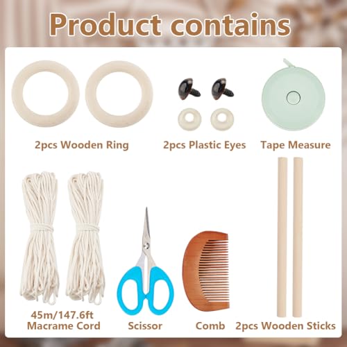 BEUNITONE Kit de coruja de macramê para adultos, iniciantes, faça você mesmo, kit de macramê para pe