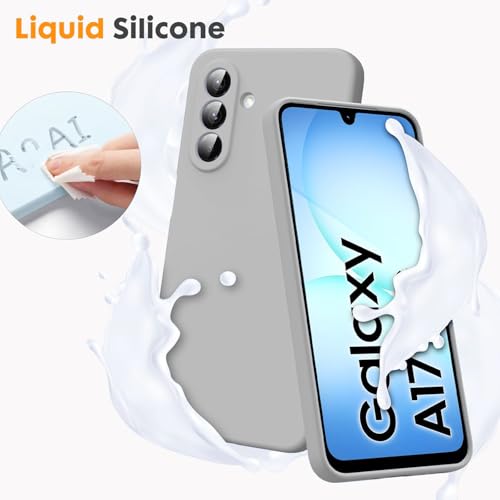 Image of DIZORO Microfiber Candy Case for Samsung A17 5G Smooth Touch Cushion Liquid Soft Silicone Gel Rubber Phone Cases Non-Slip Full Body Protective Shockproof Back Cover -Titanium