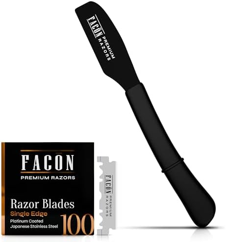 Facón Straight Razors for Men - Professional Barber Straight Edge Razor Kit with 100 Blades,Japanese Stainless Steel Barbero Shaver for a Smooth & Precise Shave, Premium Barber Razor for Men's Shaving